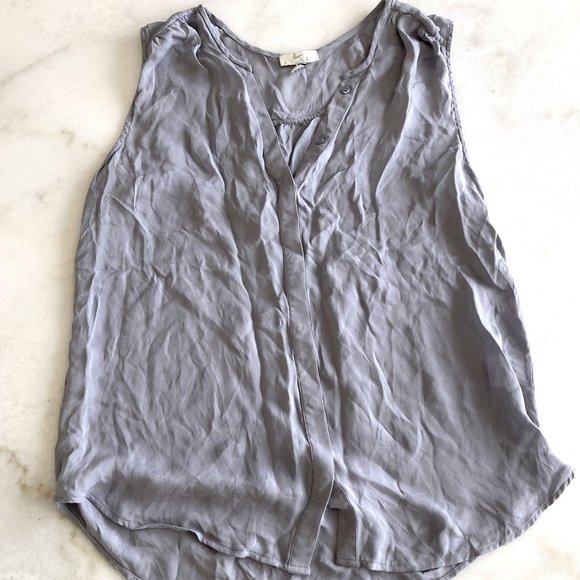 Joie Finnegan button up tank top, 100% silk button up sleeveless blouse GREY (S) - Picture 2 of 5
